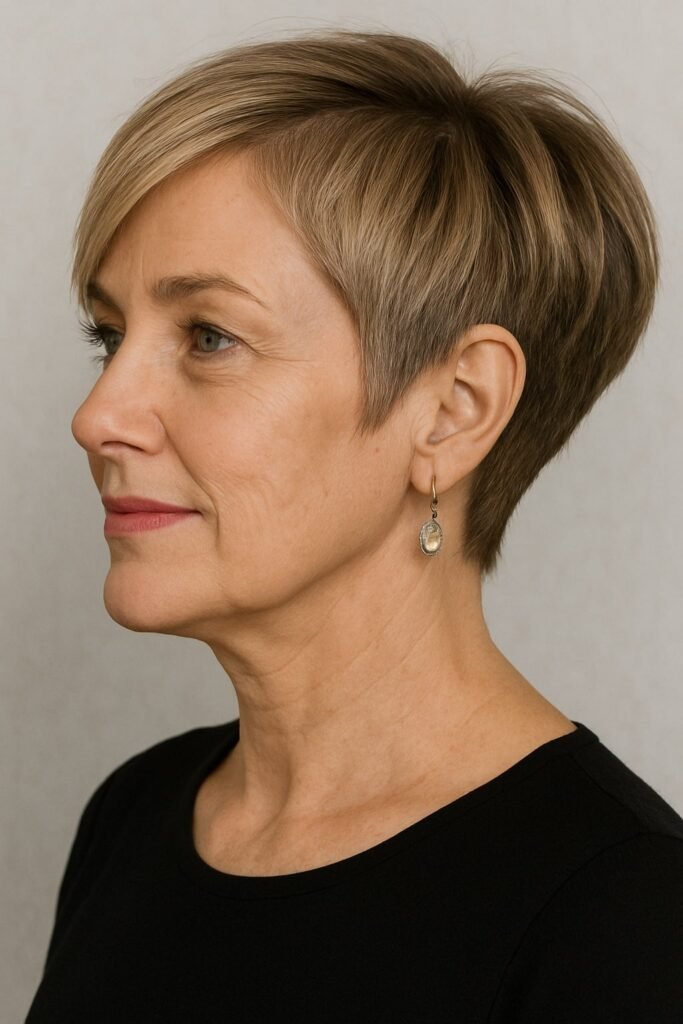 Asymmetrical Short Cut Hairstyle for women over 50