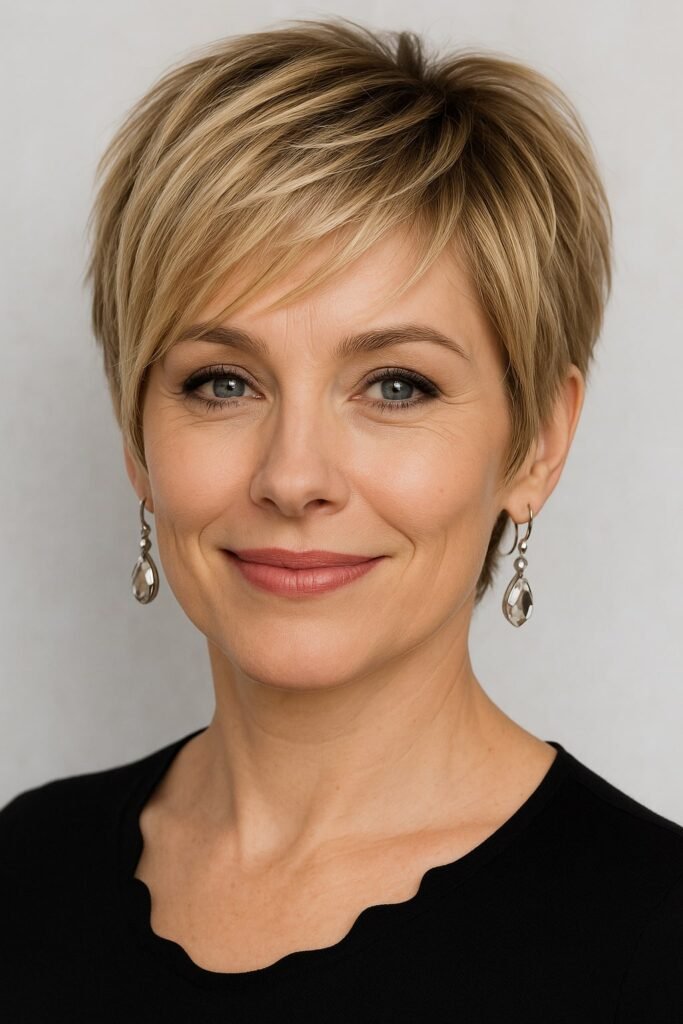 Pixie Cut with Long Bangs